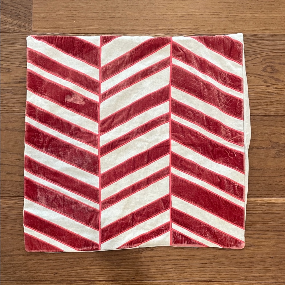 Pottery Barn Red and White Chevron Pillow Cover